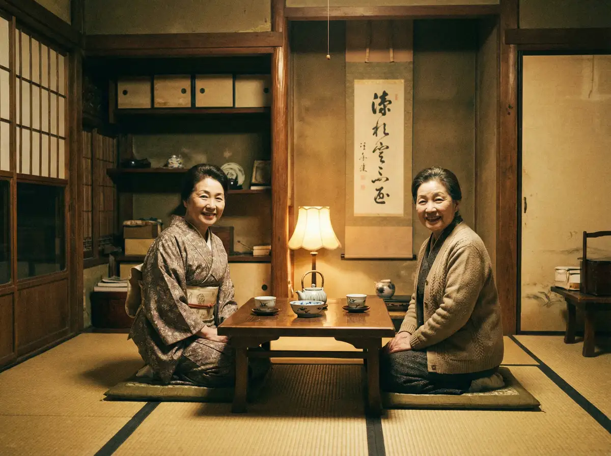 两位优雅的 今日吃瓜官网 - 今日吃瓜最新资讯今日吃瓜传媒聚集地 在日式茶室中品茶交谈